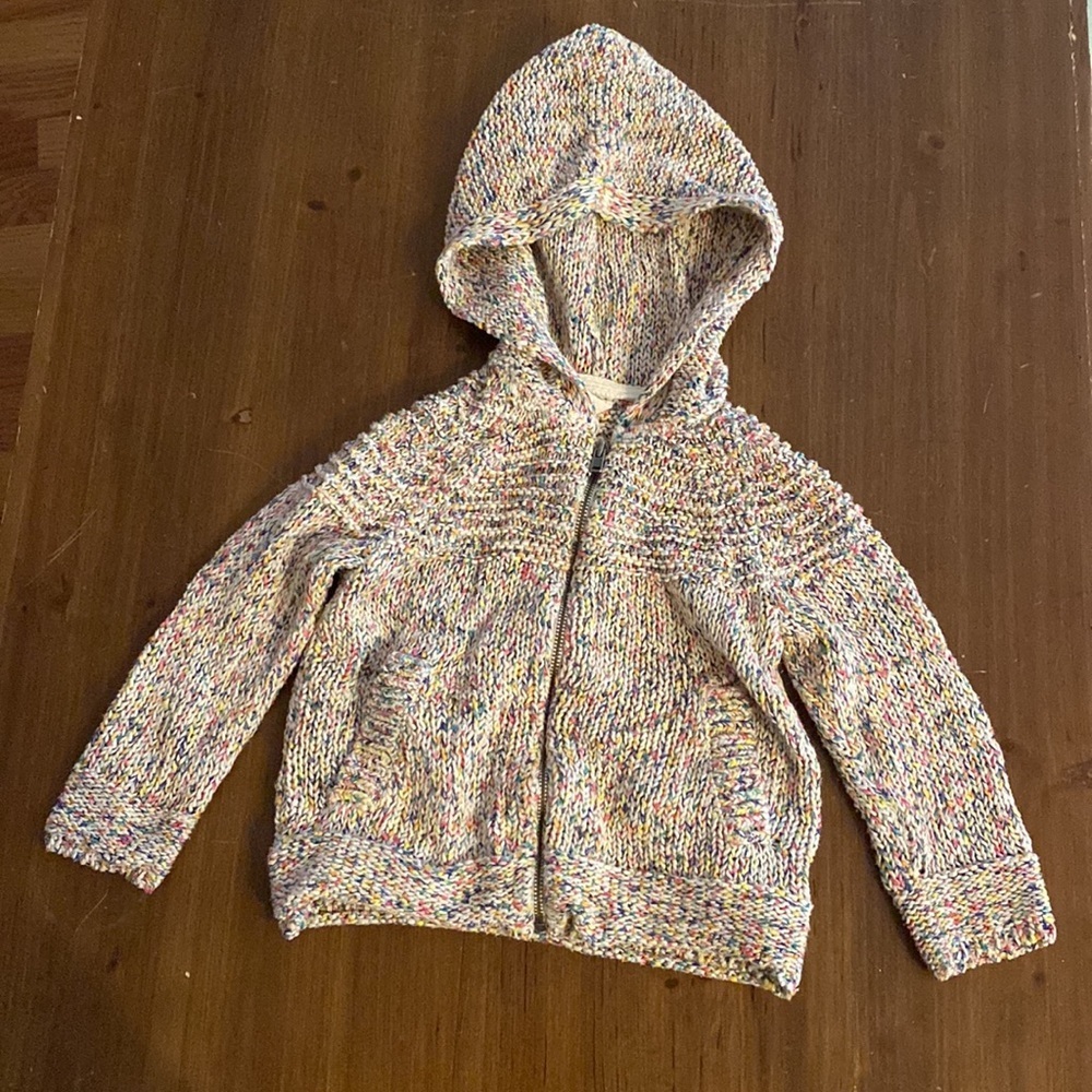 GAP Toddler 2T Hooded Zip Up Sweater in Confetti‎ Multi-Colored Yarn